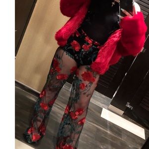 Embroidered floral pants
